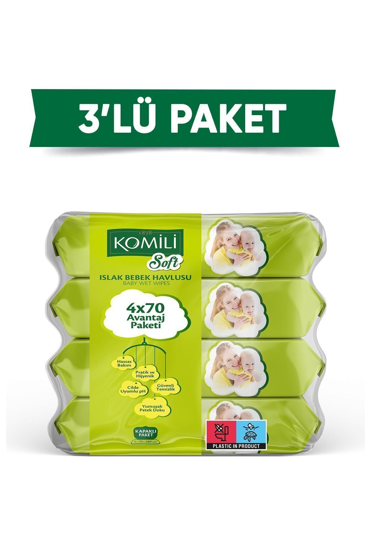 Soft Islak Havlu 4 X 70 - 3'lü Paket - 840 Yaprak