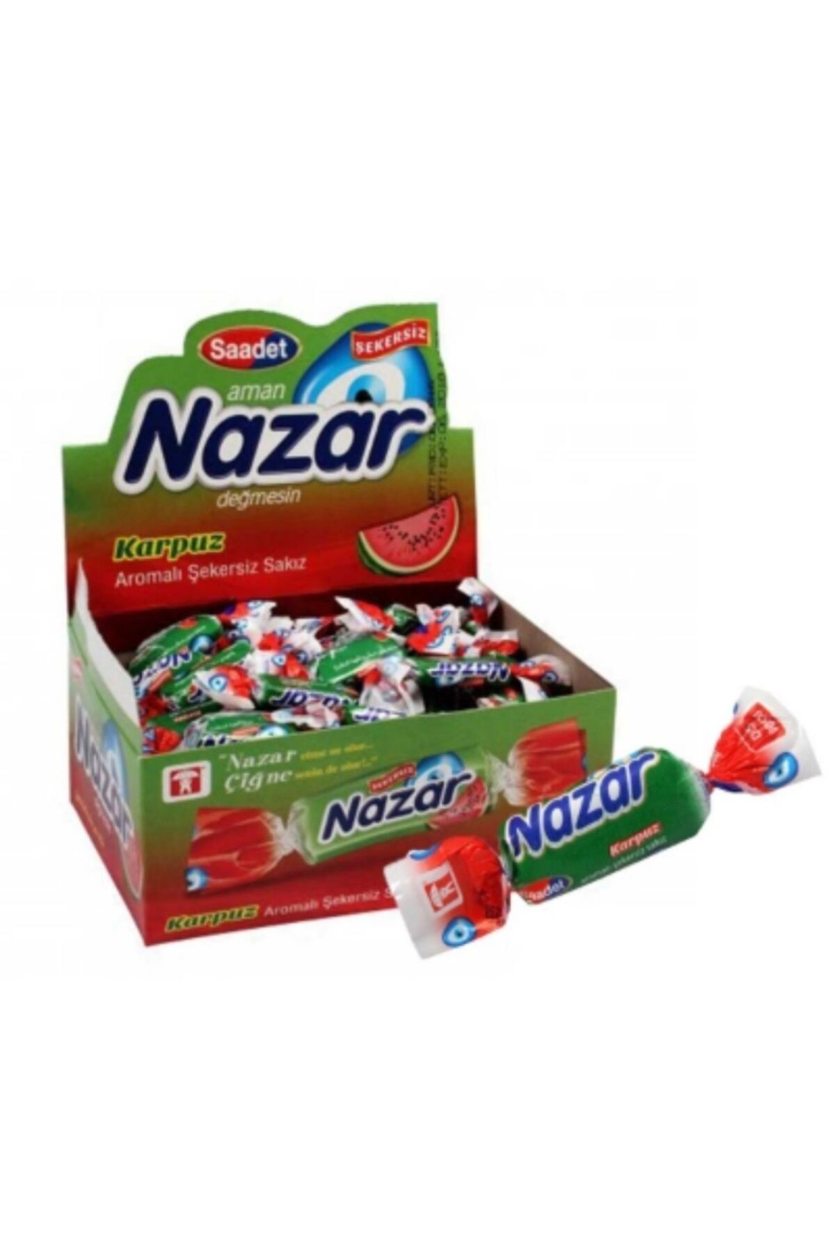 Nazar Şekersiz Sakız Karpuzlu 100 Adetli