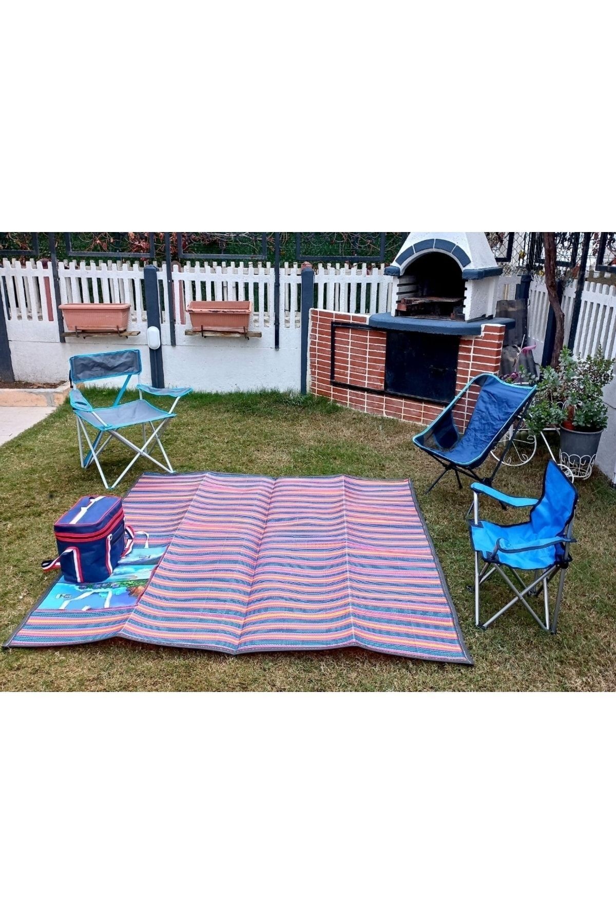 3 mm Katlanır Çantalı Piknik Hasırı -plaj Hasırı -200*150 Ebatlarında Kilim Kırmızı