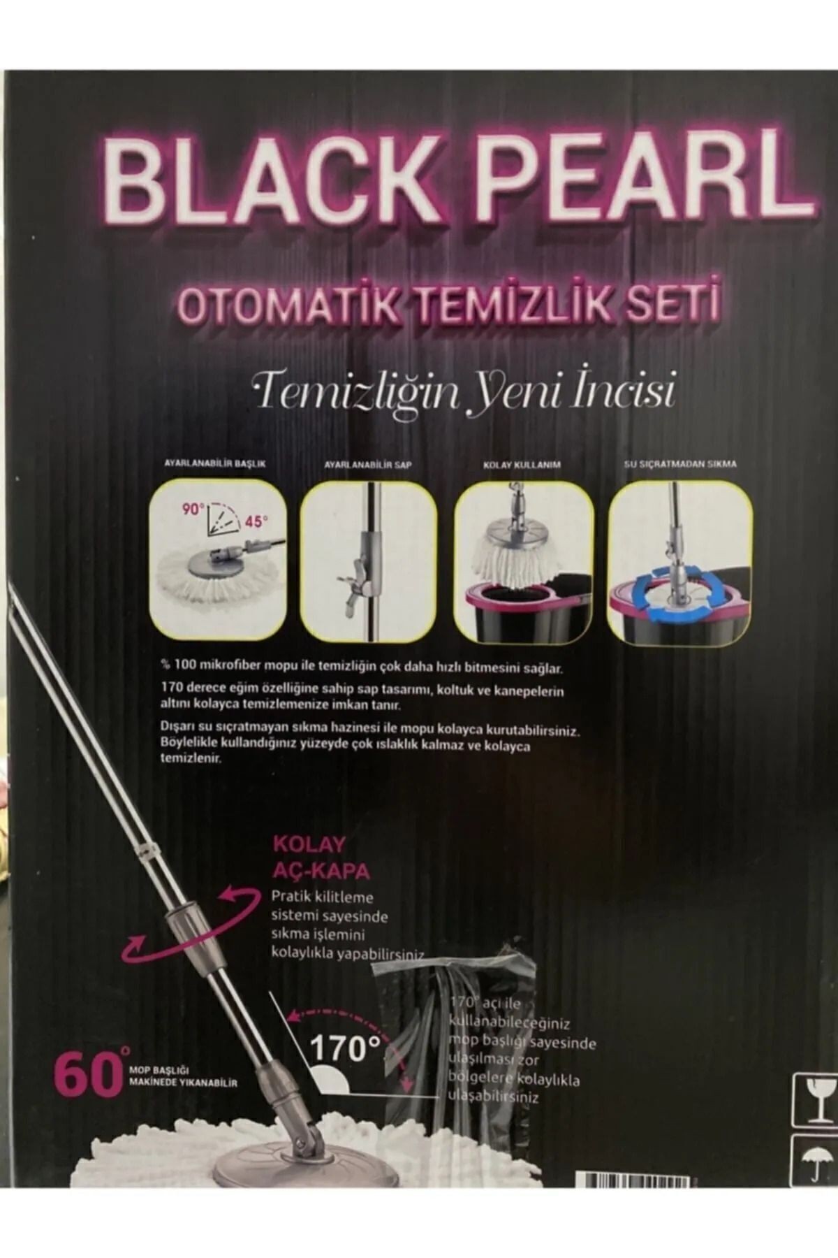 Black Pearl Otomatik Temizlik Seti - Kova Mop Seti
