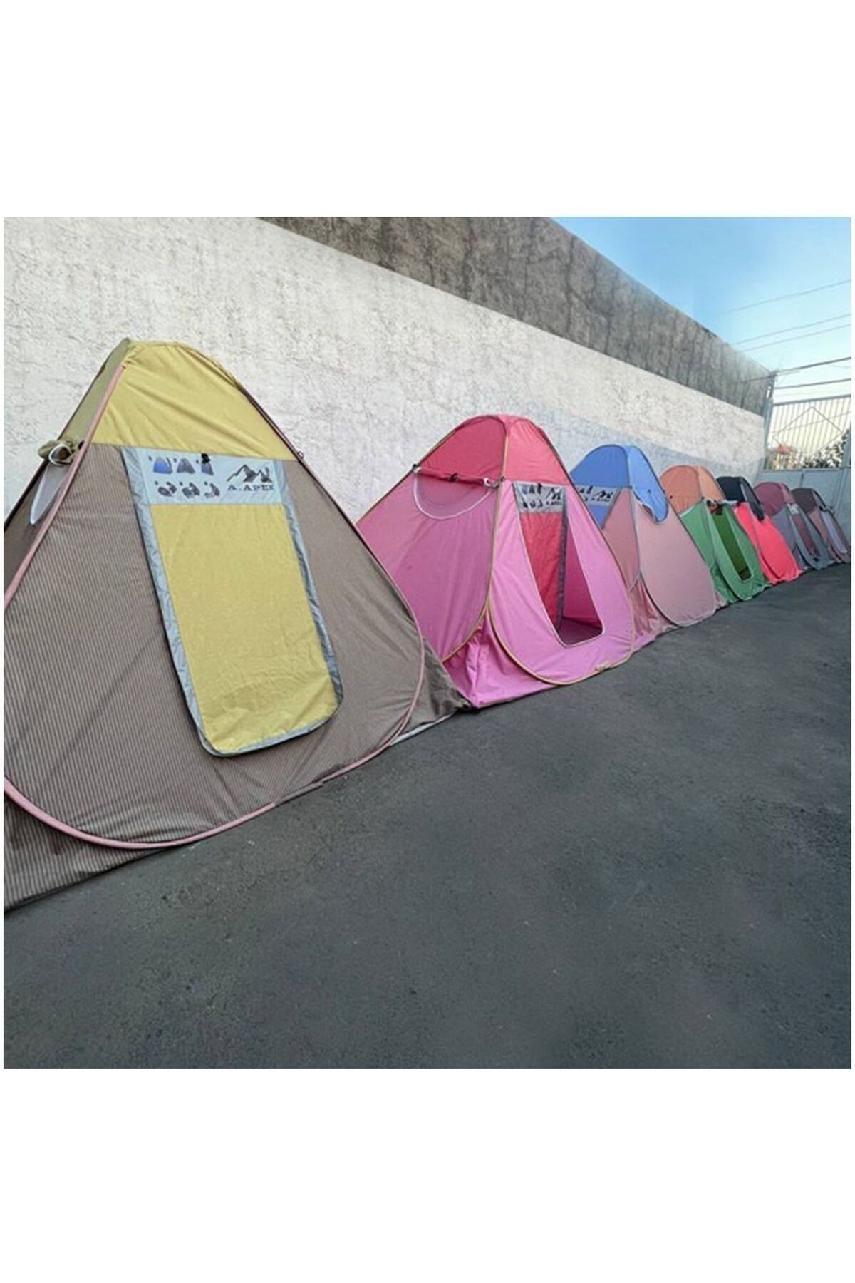 4 Kişilik Su Geçirmez, Otomatik Kurulan Kamp Çadırı ( 220x210x210 Cm - Mavi Kırmızı Renk )
