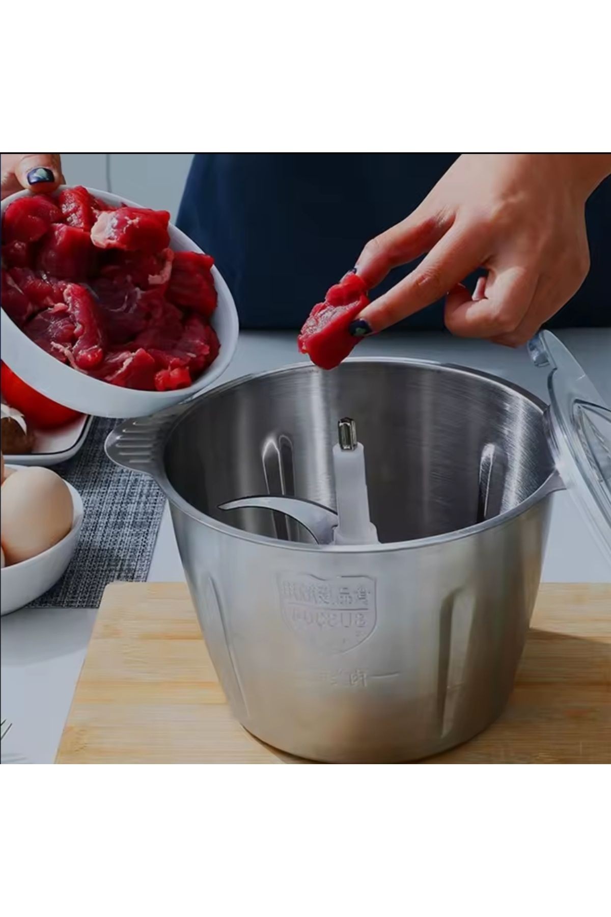Elektrikli Paslanmaz Çelik Kollu 5 Litre Et Kıyma Sebze Meyve Doğrayıcı Blender