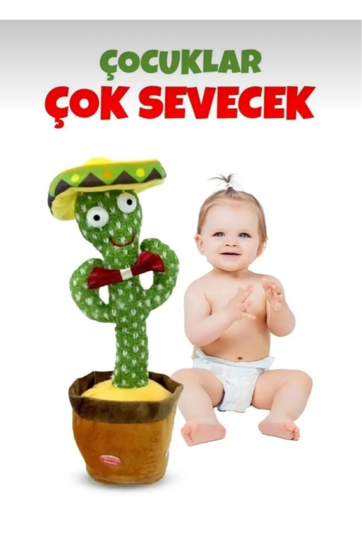 Dans Eden Kaktüs Şarjlı Konuşan Ses Tekrar Eden 120 Şarkılı Oyuncak Kaktüs Hoparlör