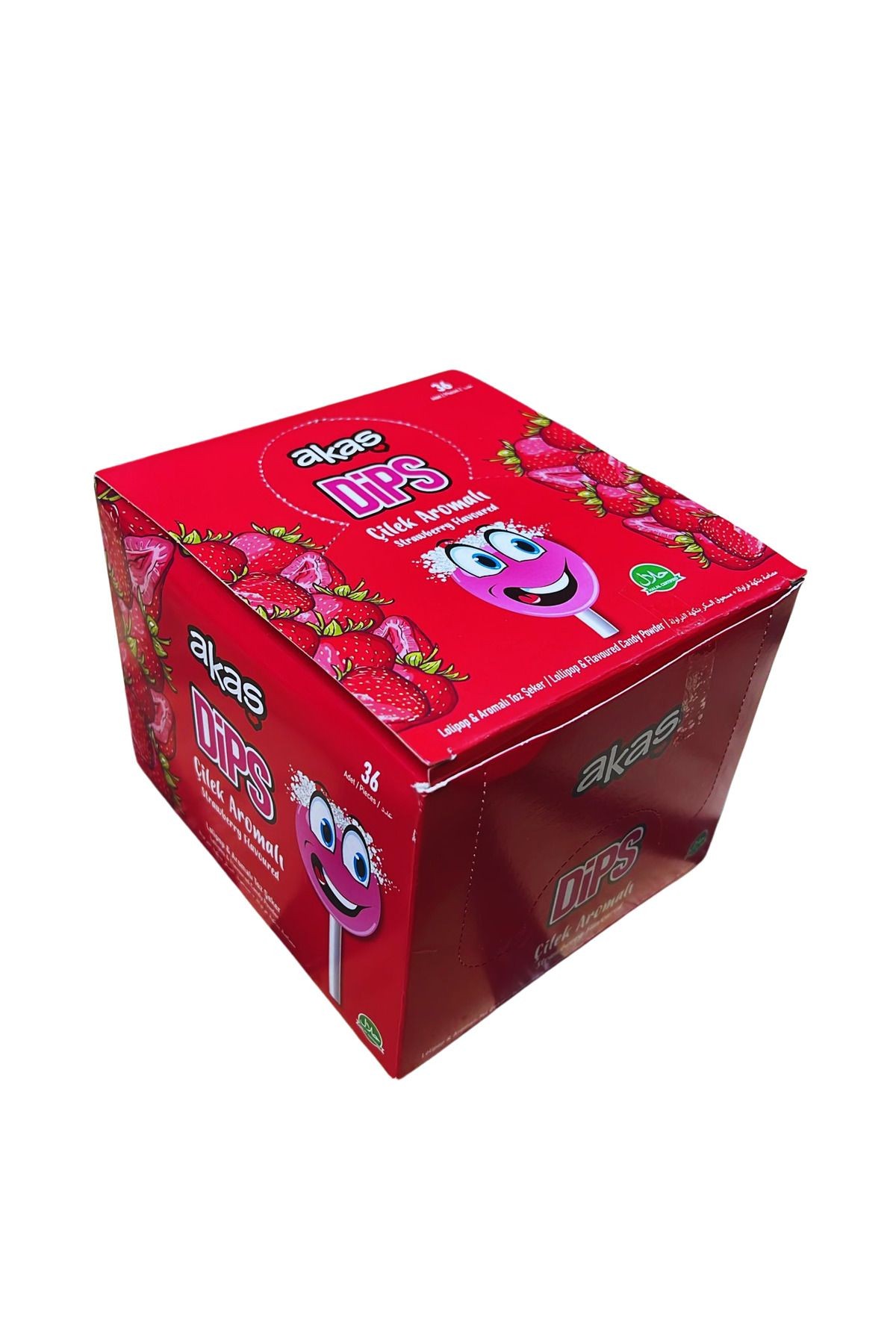 AKAŞ DİPS TOZ ŞEKERLİ ÇİLEK AROMALI LOLİPOP 36 ADET