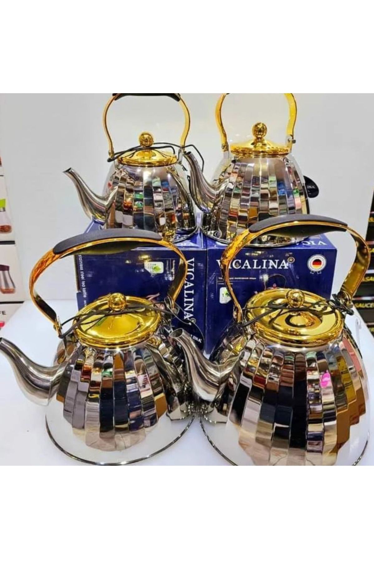 Çaydanlık set Alman markası paslanmaz çelik 3+1 lt