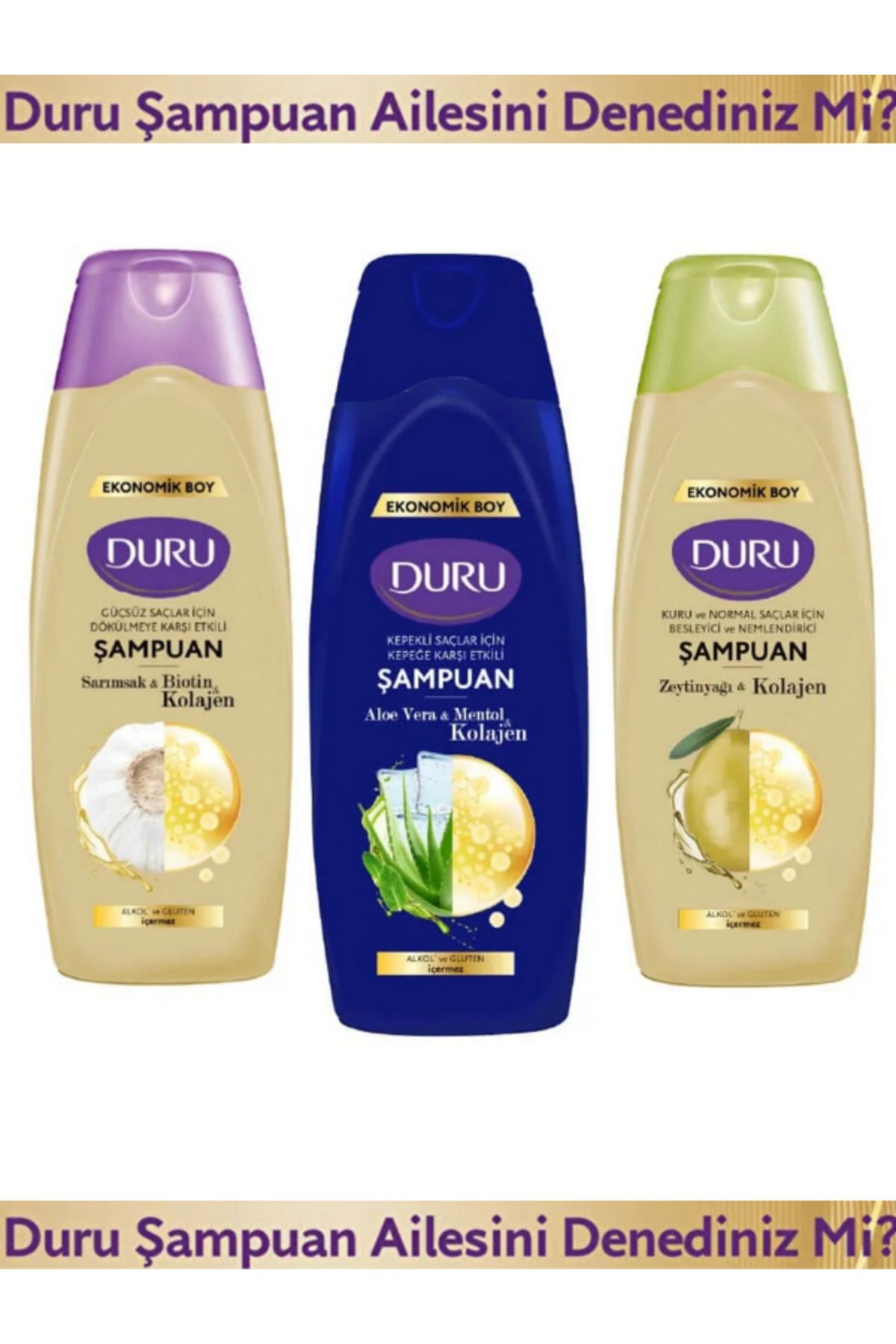 Kuru ve Normal Saçlar için Şampuan Zeytinyağı&Kolajen 700 ML 3 ADET