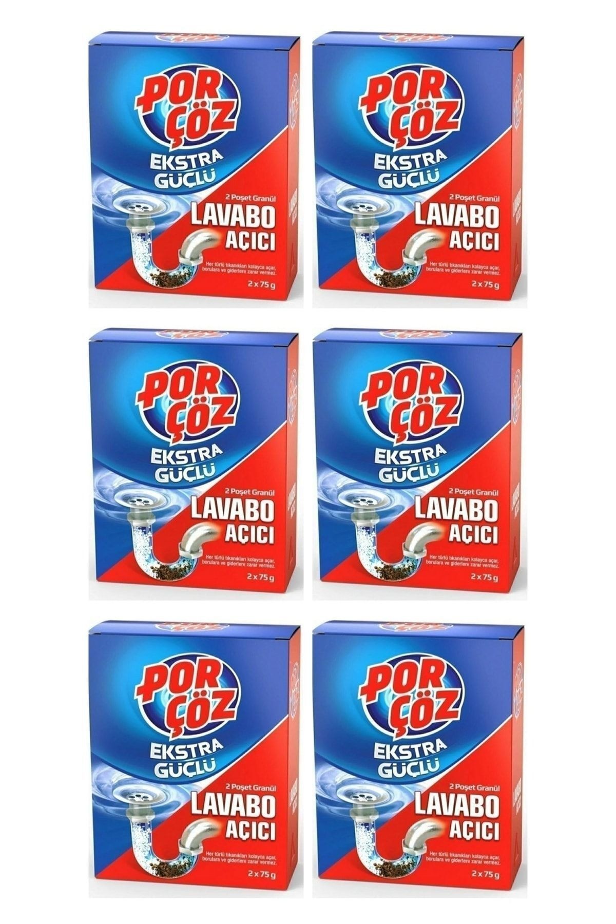 Porcoz Lavabo Açıcı 2x75 Gr (6 Paket)