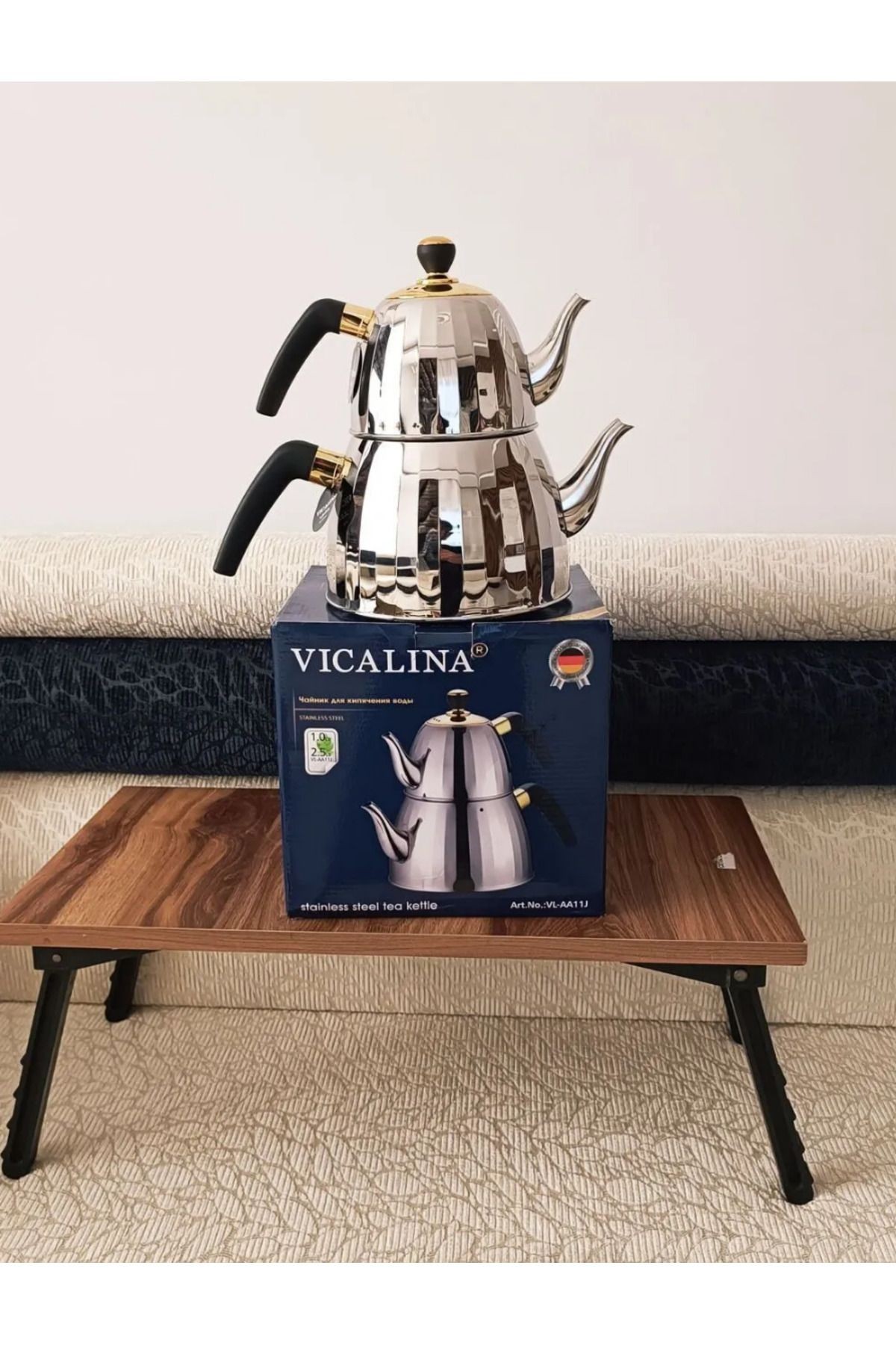 VICALINA Çaydanlık Set 3+1 Model  Alman Markası Paslanmaz Çelik Çaydanlık &Ocak üstü Isıtıcı İthal