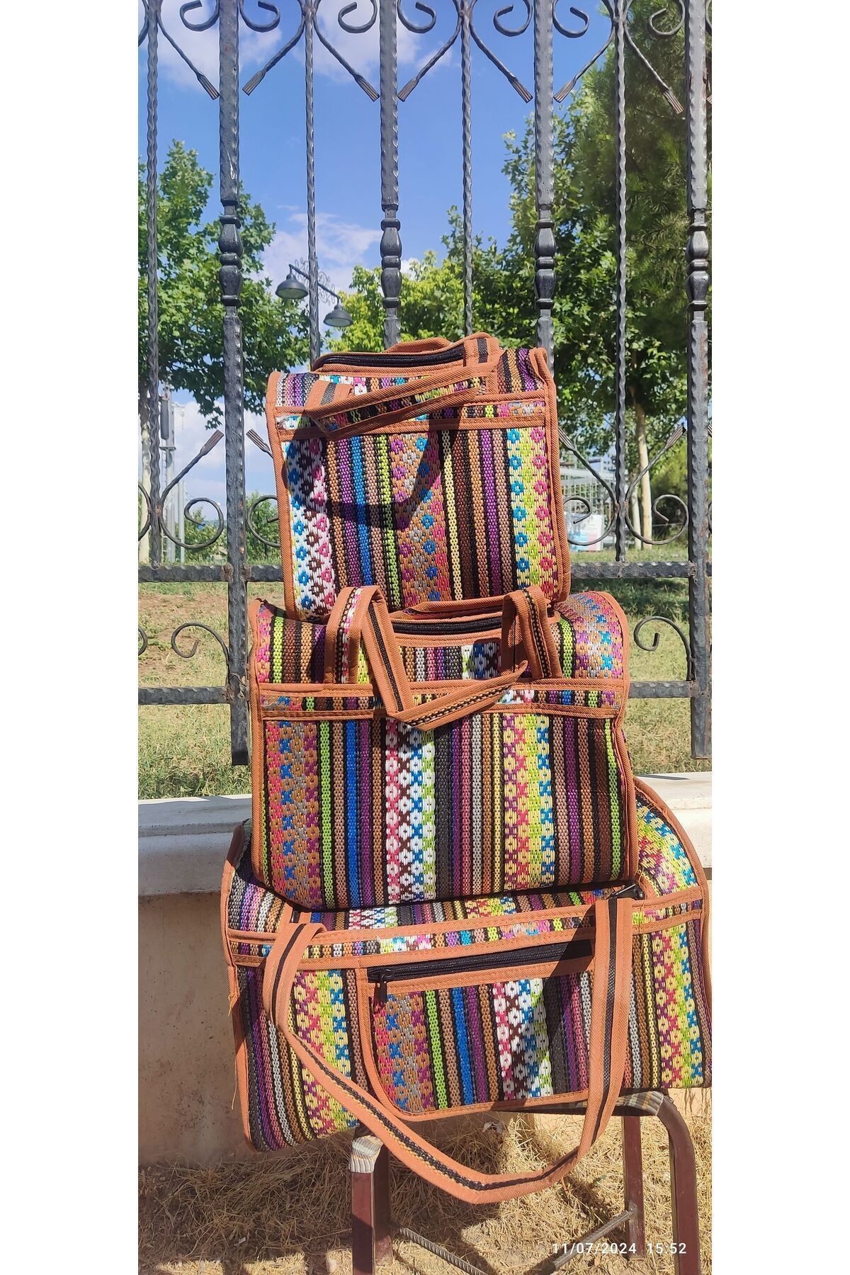 3 lü hasır çanta Piknik ve Plaj çantası