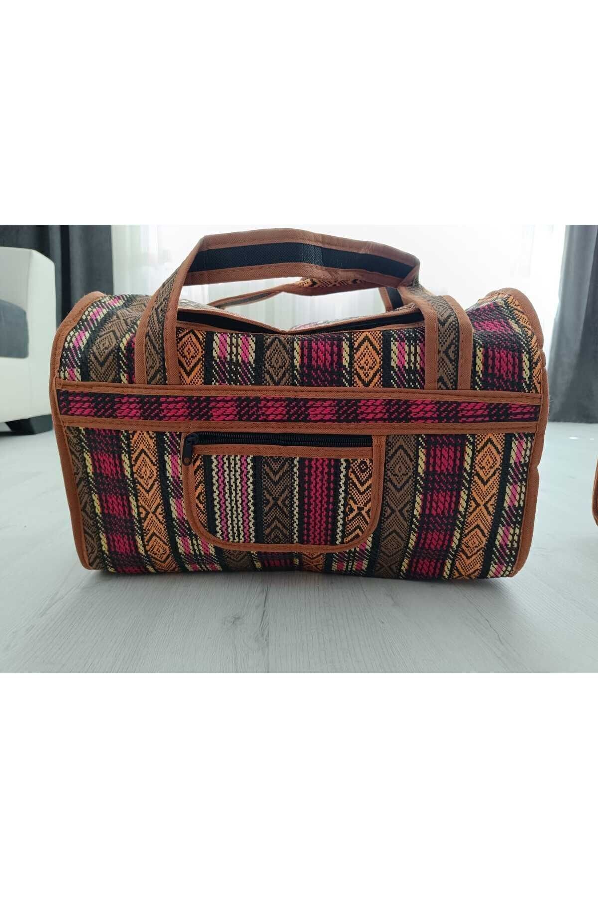 3’lü Hasır Model Kamp,Piknik,Aile El çantası (Renkli)