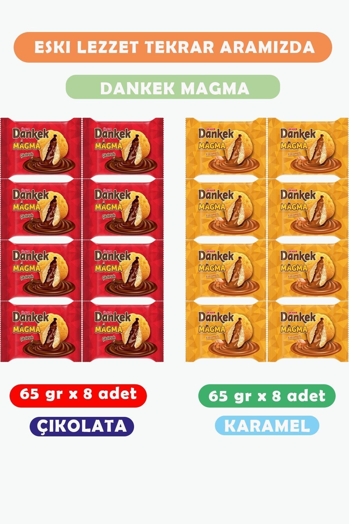Dankek Magma 65 Gr X 8adet Karamelli + 65gr X8 Adet Çikolatalı