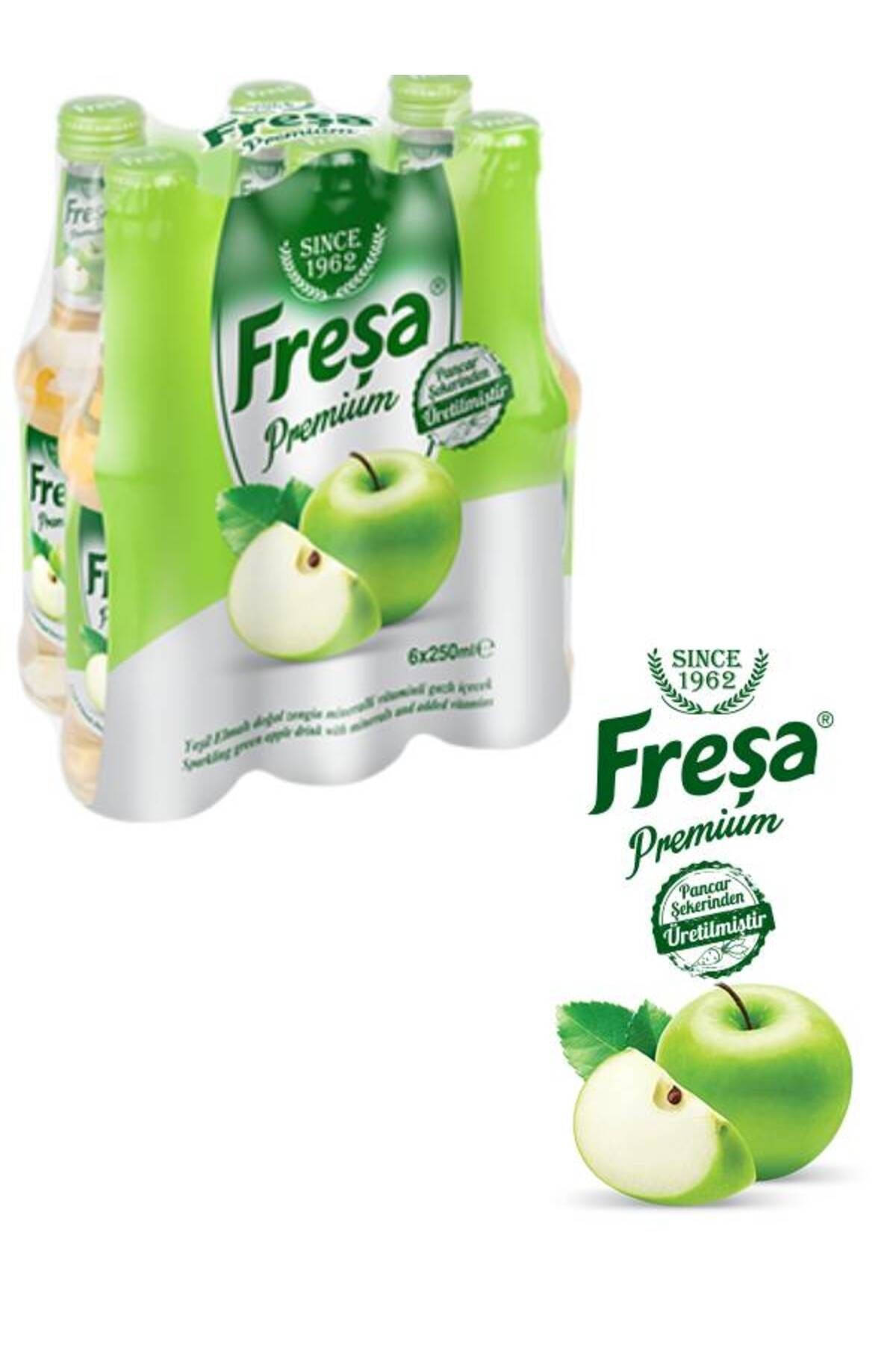 Freşa Premium Yeşil Elmalı Vitaminli Doğal Zengin Mineralli Gazlı İçecek 250ml * 6 Adet