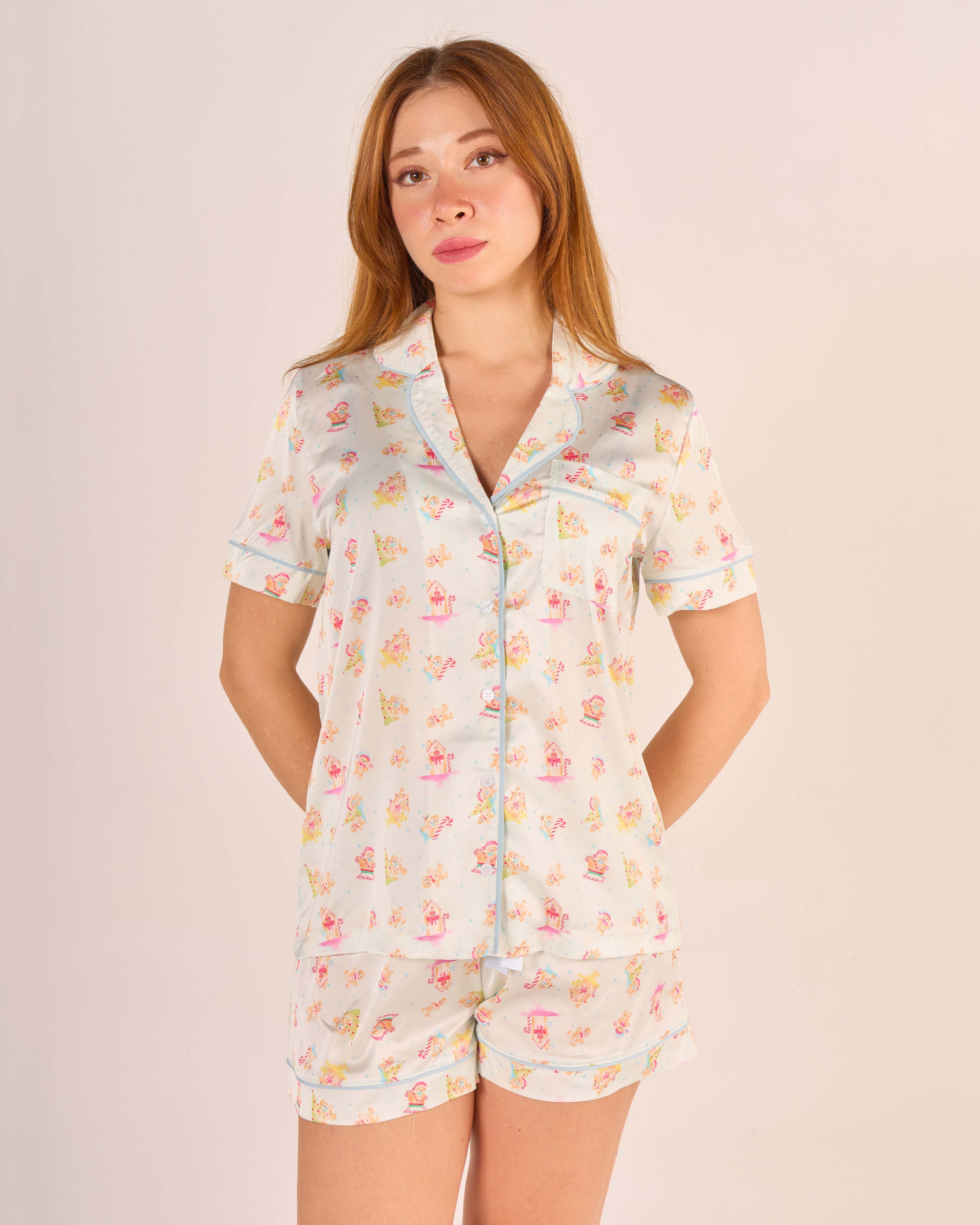 Yılbaşı Temalı Kurabiye Desenli  Pijama Takımı  - Kısa