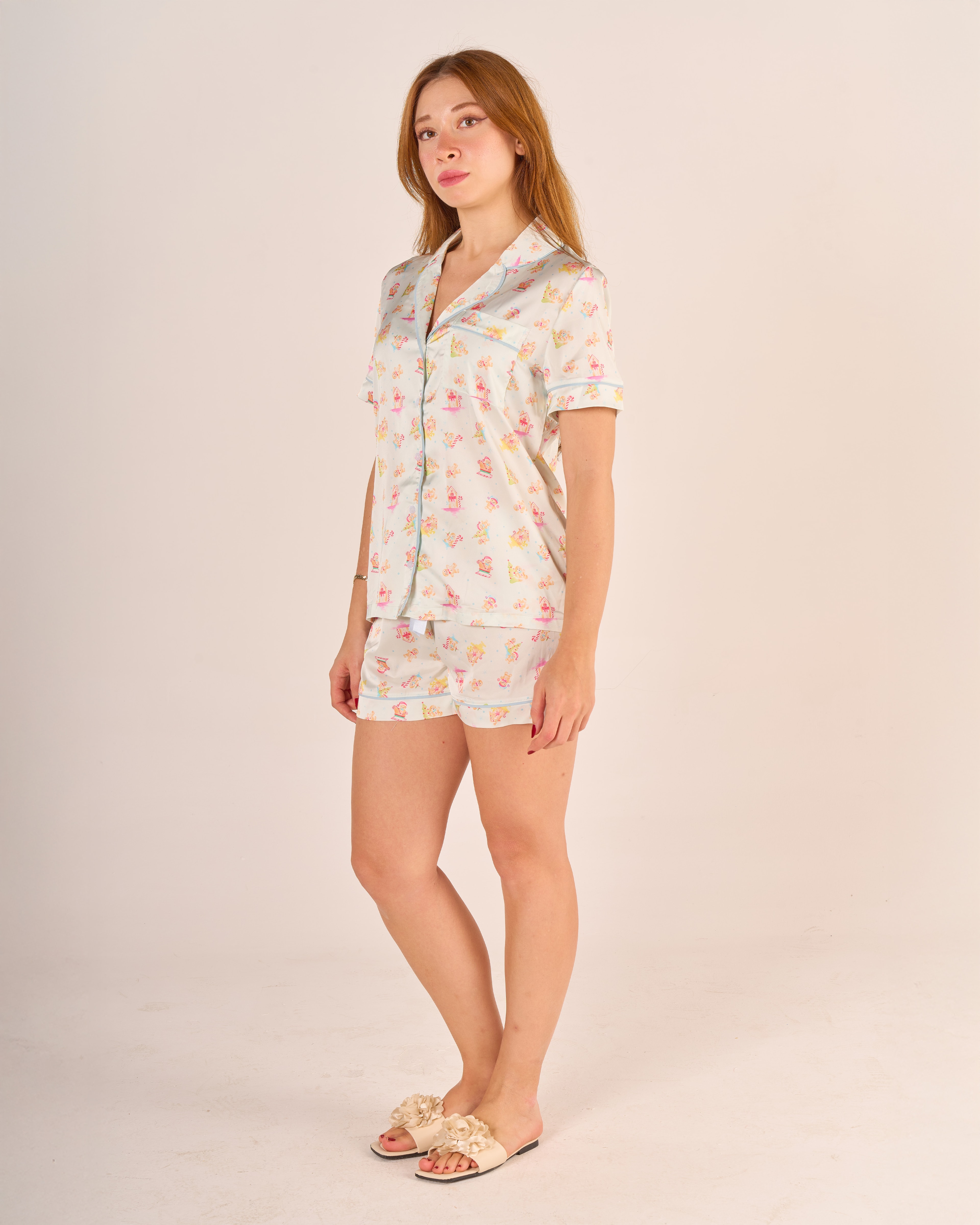 Yılbaşı Temalı Kurabiye Desenli  Pijama Takımı  - Kısa