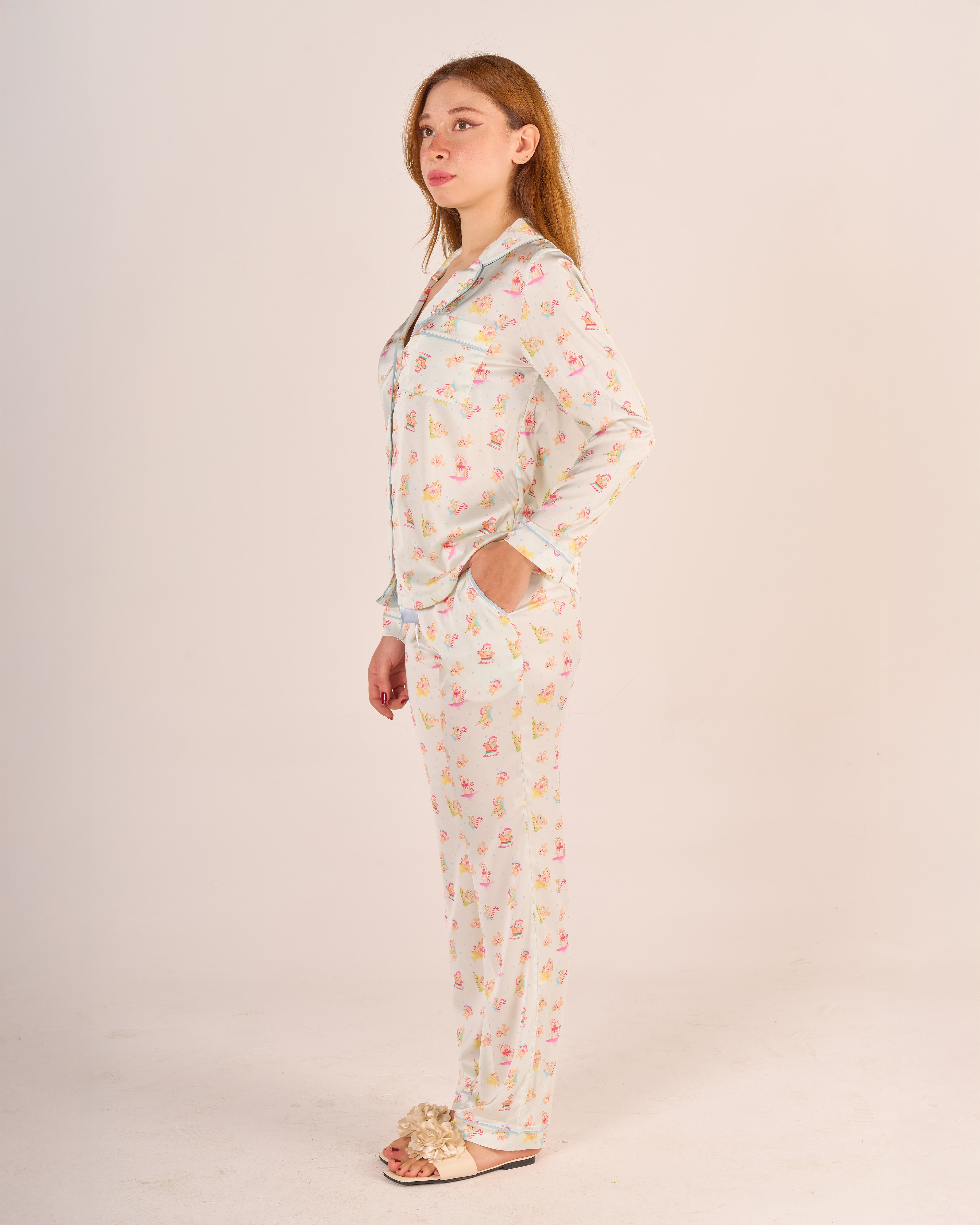 Yılbaşı Temalı Kurabiye Desenli  Pijama Takımı  - Uzun