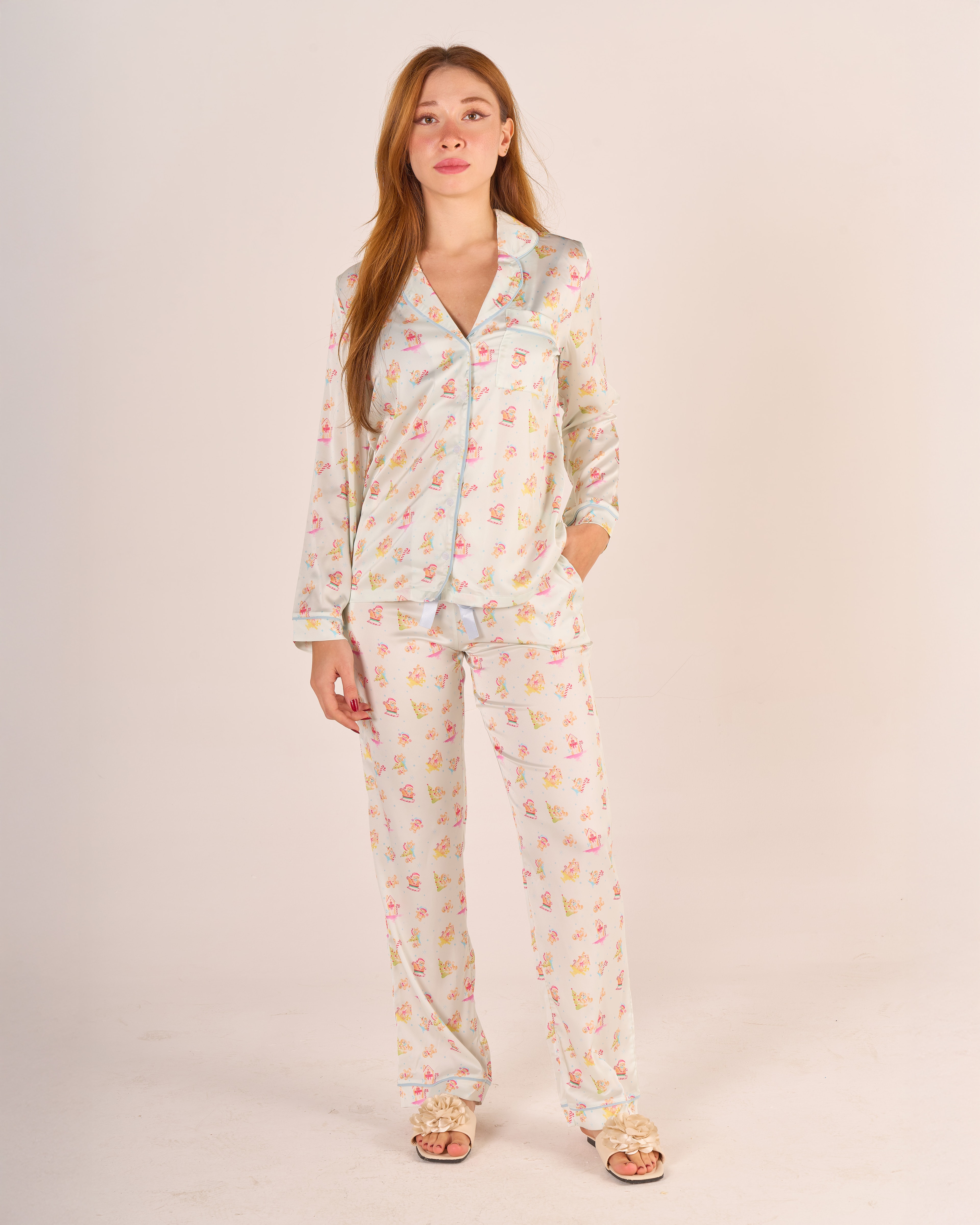 Yılbaşı Temalı Kurabiye Desenli  Pijama Takımı  - Uzun