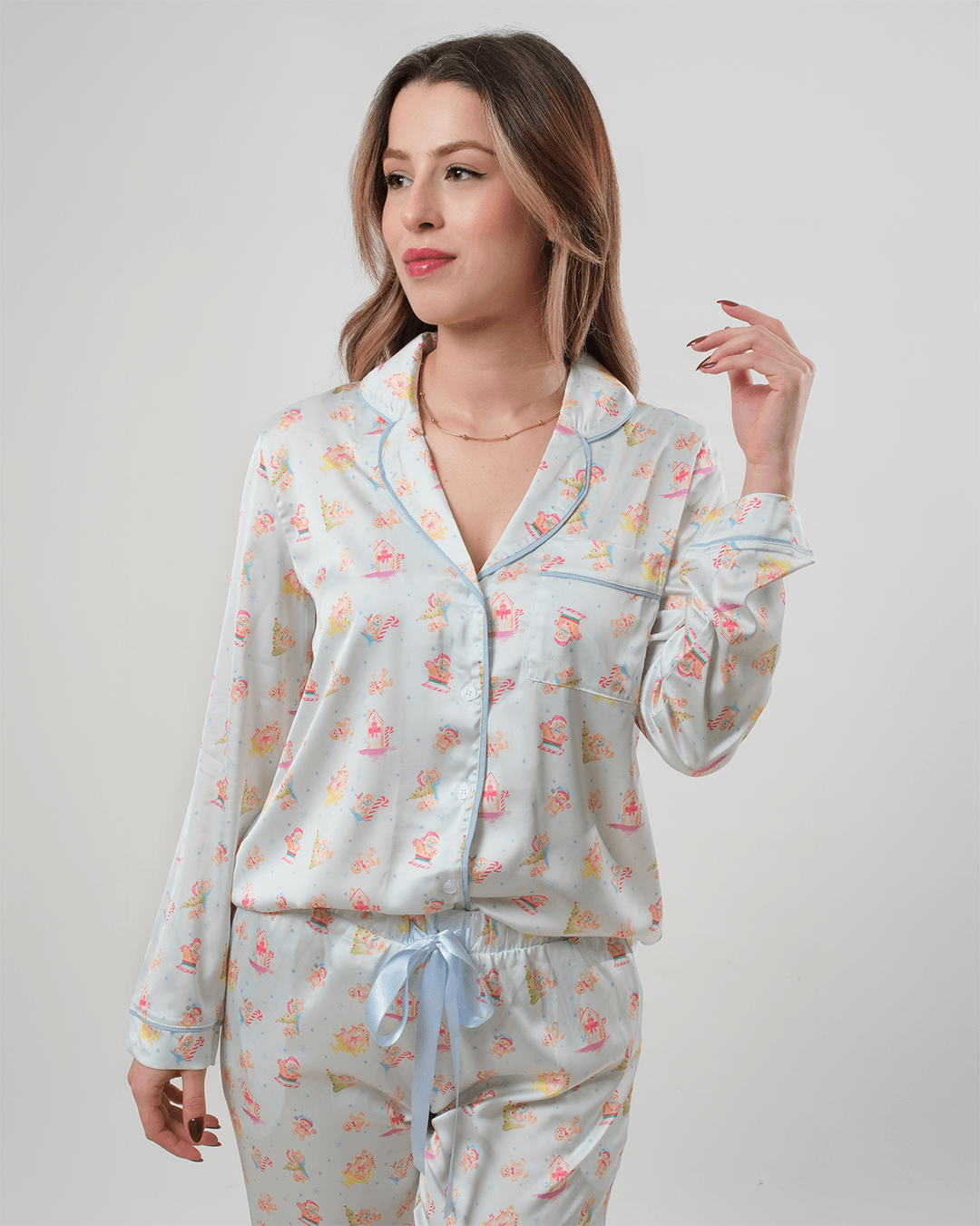 Kurabiye Desenli  Pijama Takımı 