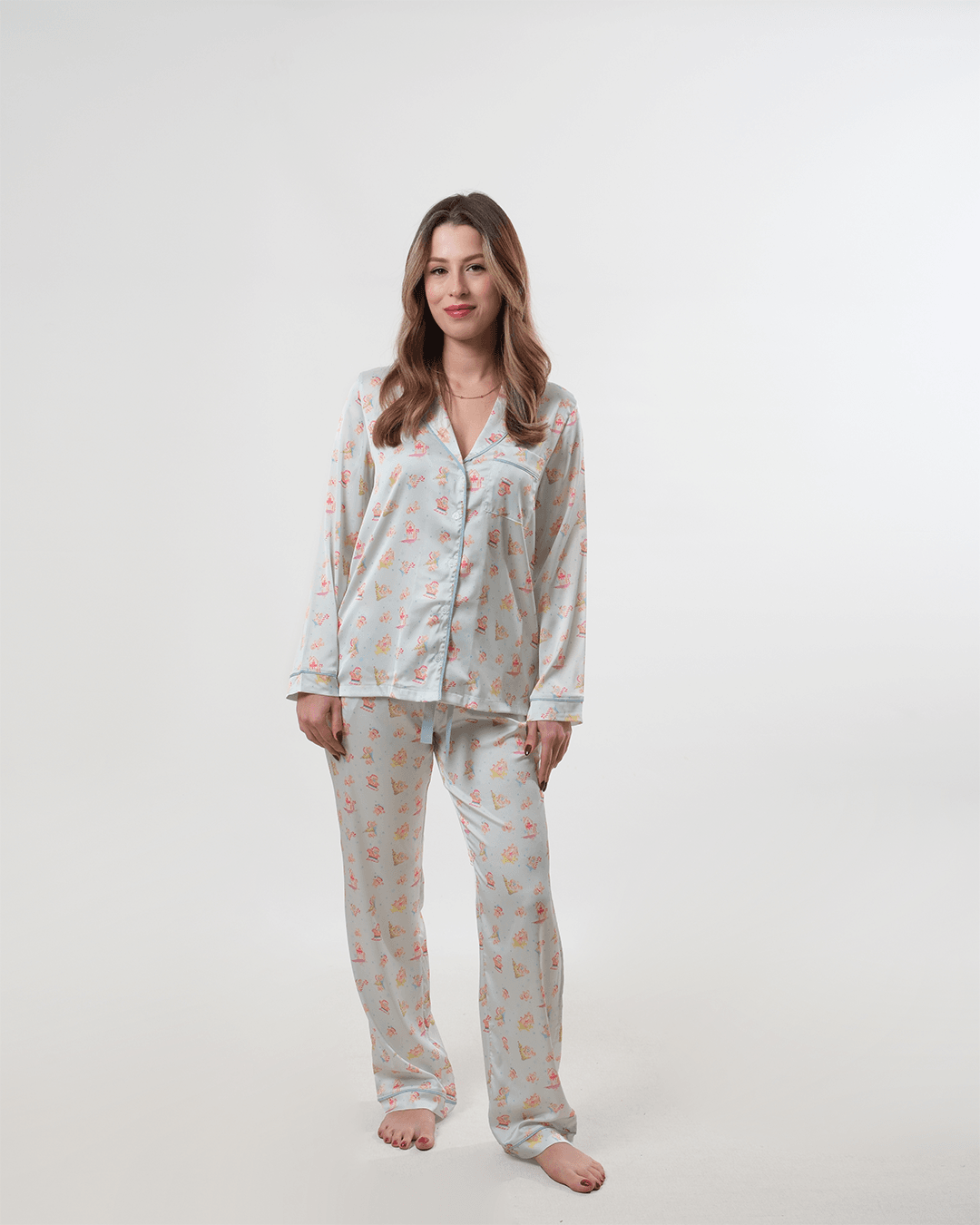 Kurabiye Desenli  Pijama Takımı  - Uzun
