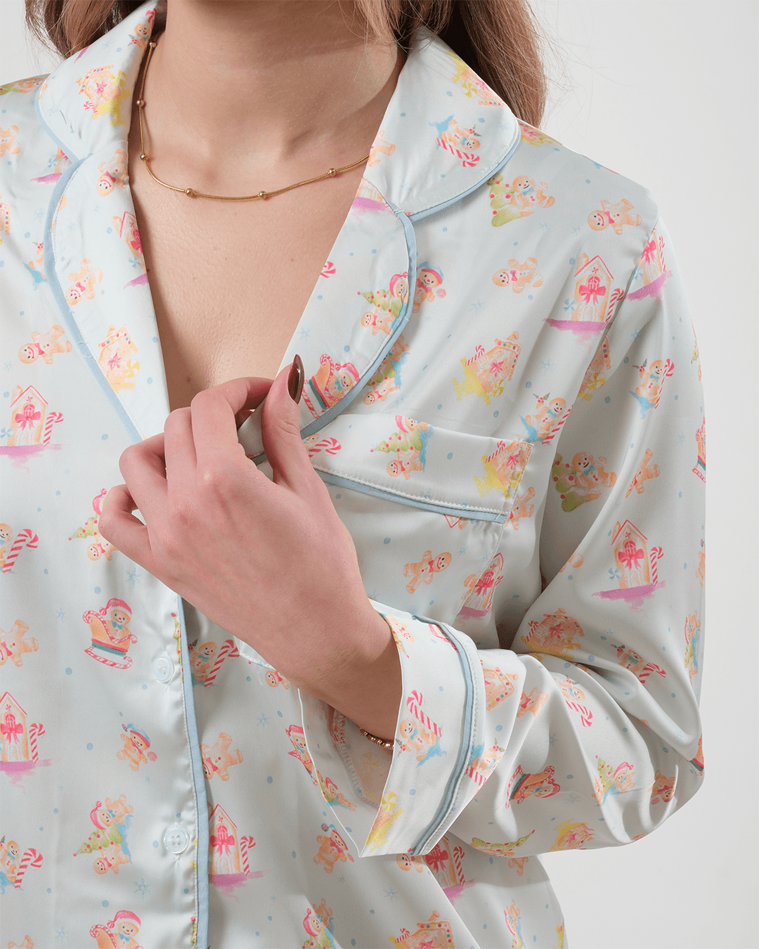 Kurabiye Desenli  Pijama Takımı 