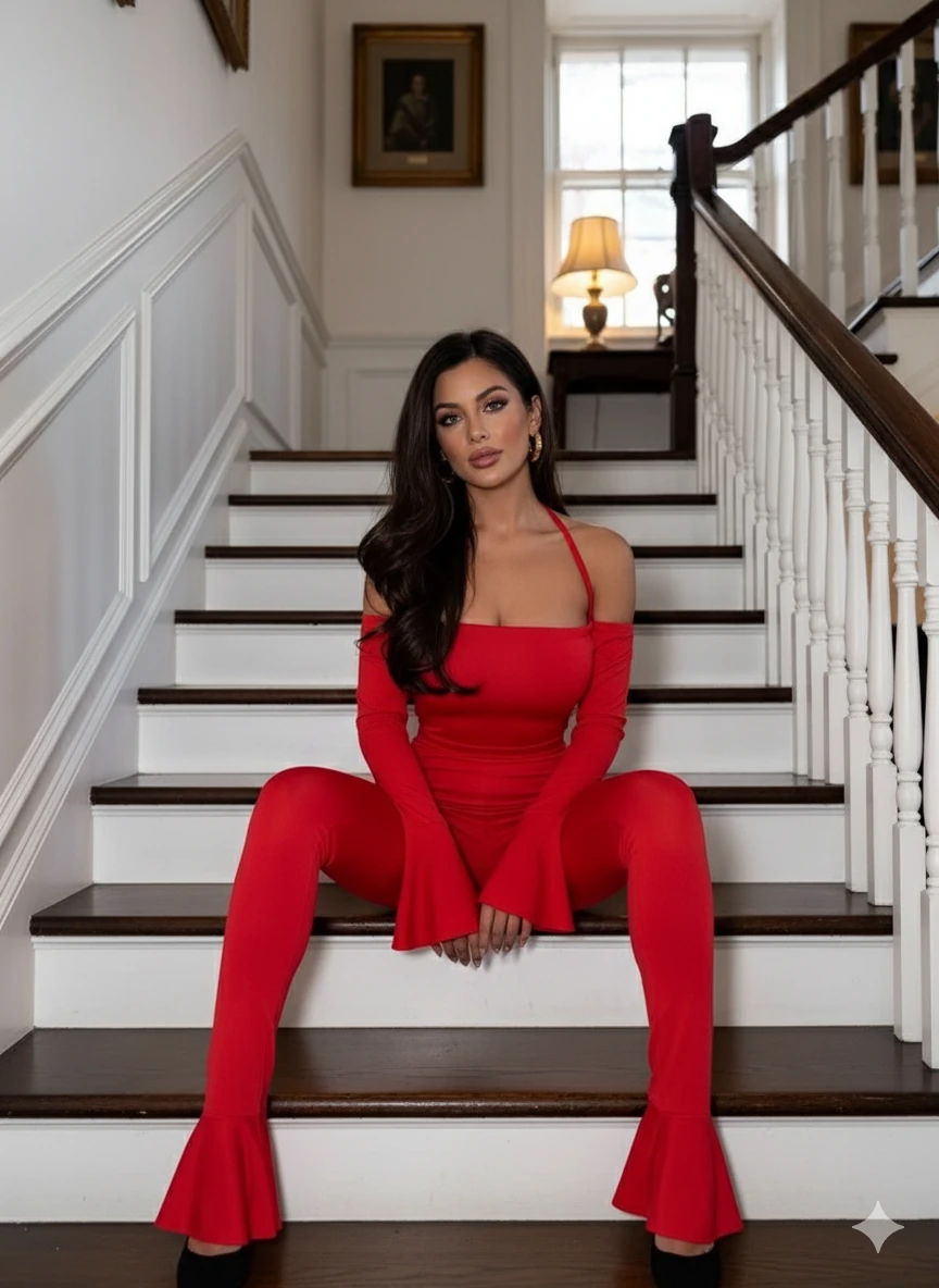 İspanyol Detay Toparlayıcı Tulum - Kırmızı