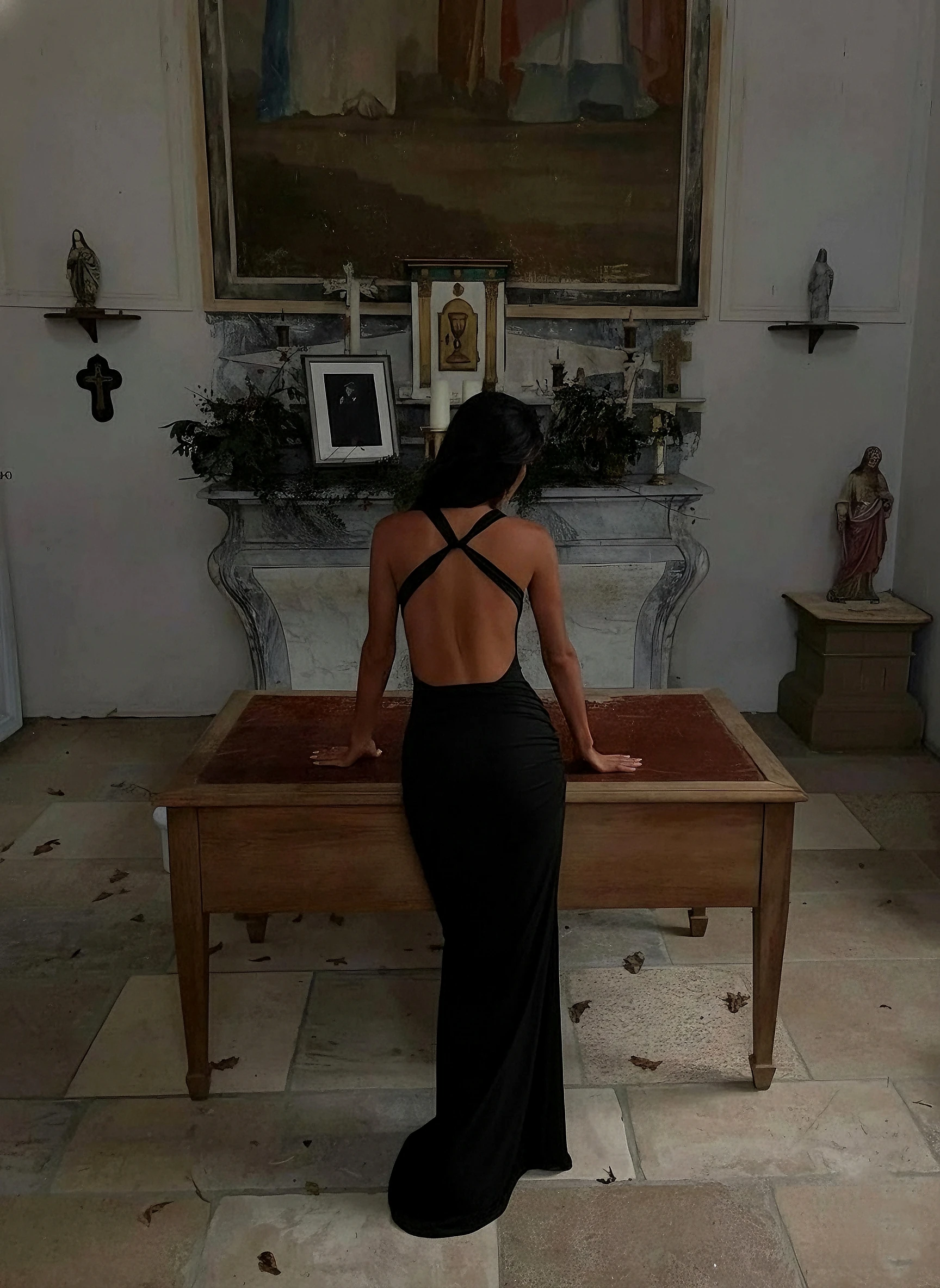 Aksesuar detaylı maxi boy  elbise