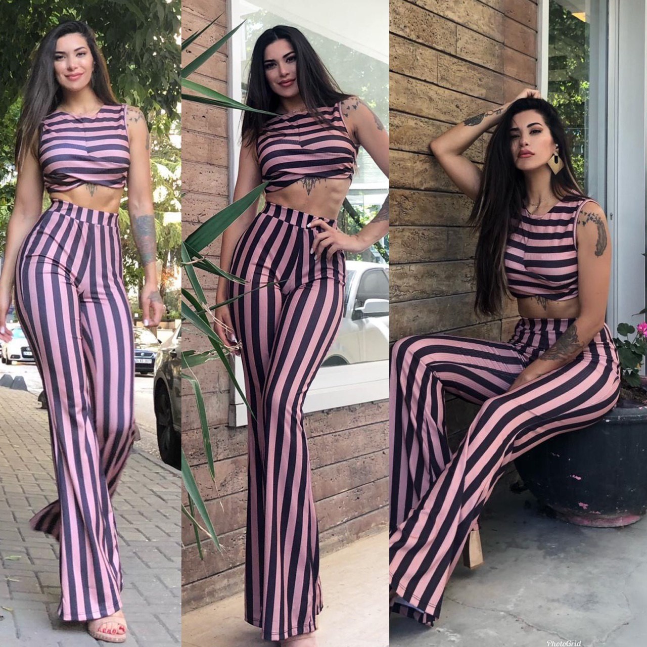 Crop pantolon takım