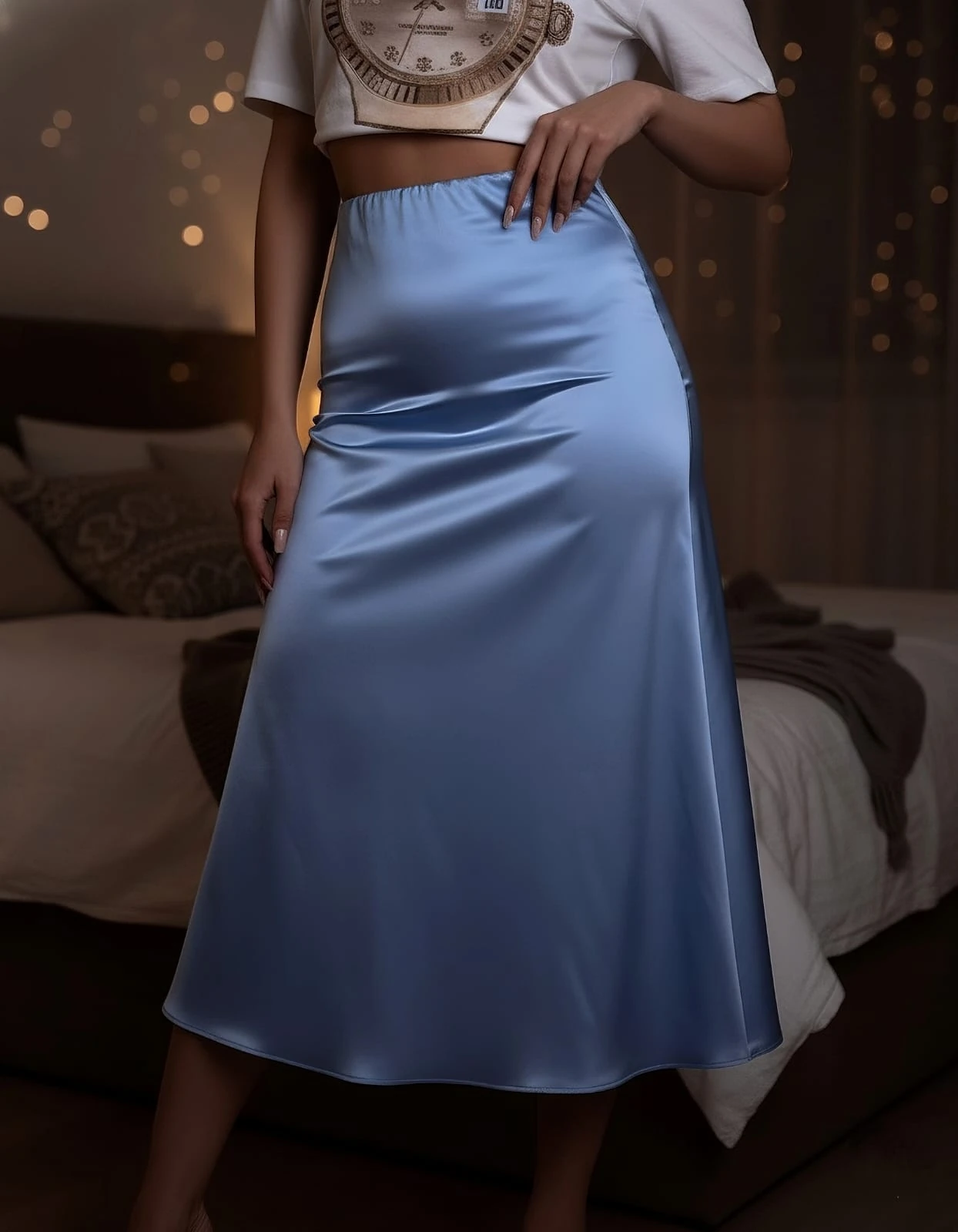 Saten etek - Mavi