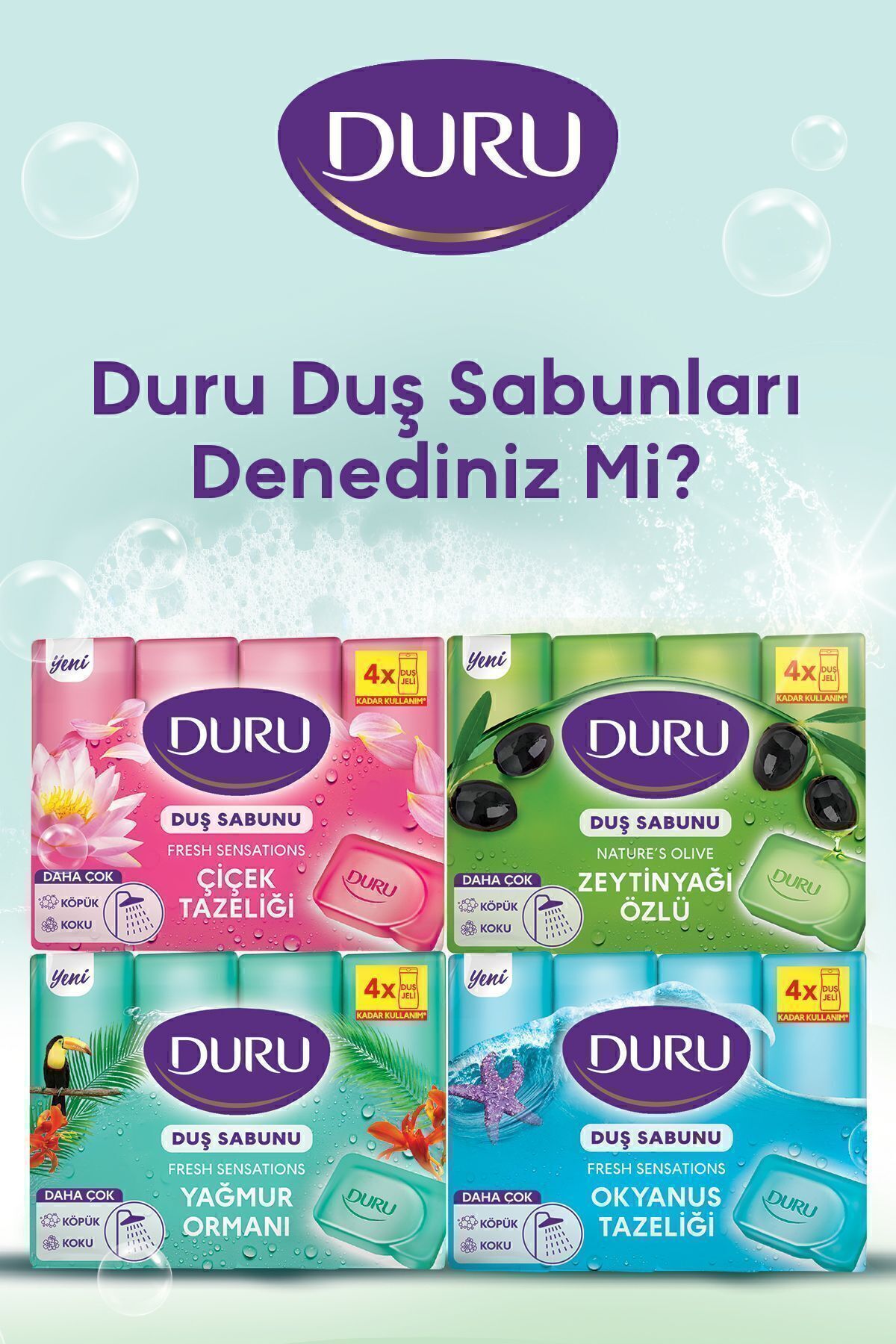 Duru Fresh Sensations Okyanus Tazeliği 16 Adet Duş Sabunu 4x600gr