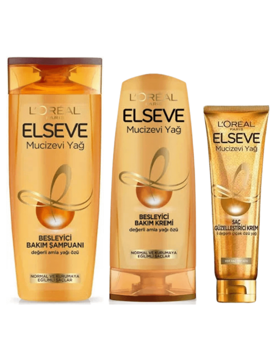 Loreal Elseve Mucizevi Yağ Besleyici Bakım Şampuan 360ml & Saç Kremi 360 ml & Saç Güzelleştirici Krem