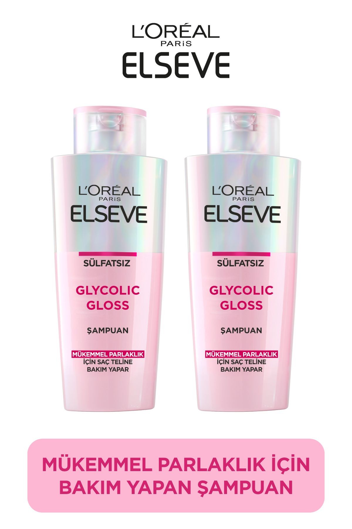 Elseve Glycolic Gloss Mükemmel Parlaklık için Bakım Yapan Şampuan 200ml 2'li Set