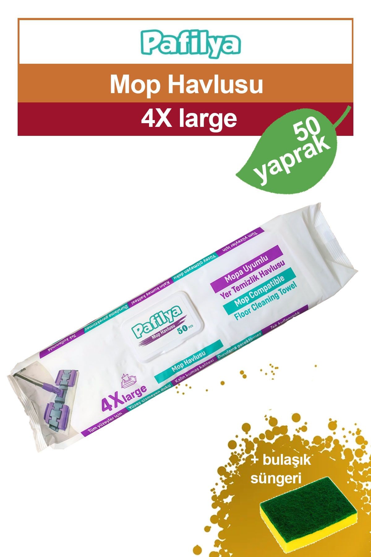 Mop Uyumlu Yer Temizlik Havlusu 4X large Yüzey Temizleme Mopu 1 adet
