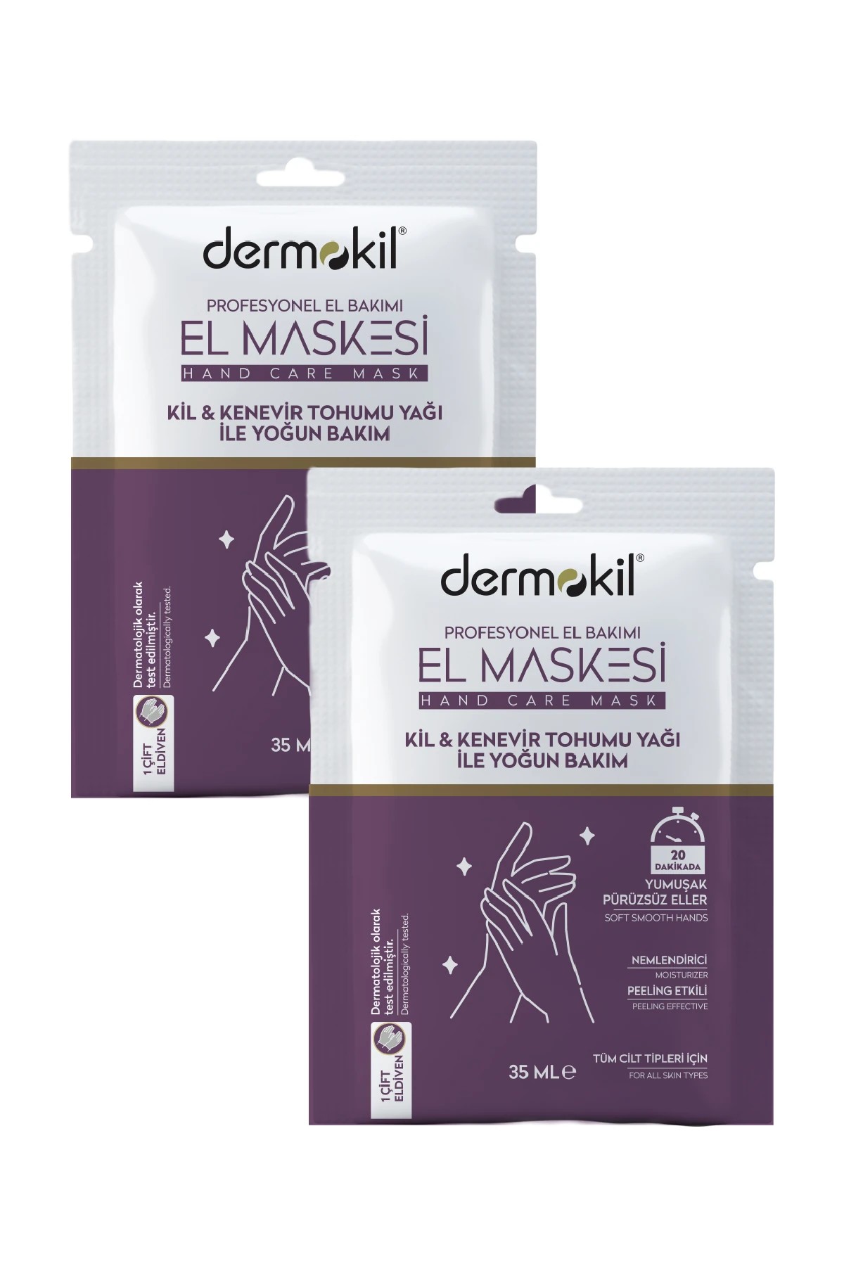 DERMOKİL Kil ve Kenevir Yağlı Peeling Etkili El Maskesi 35 ml 2'li Set