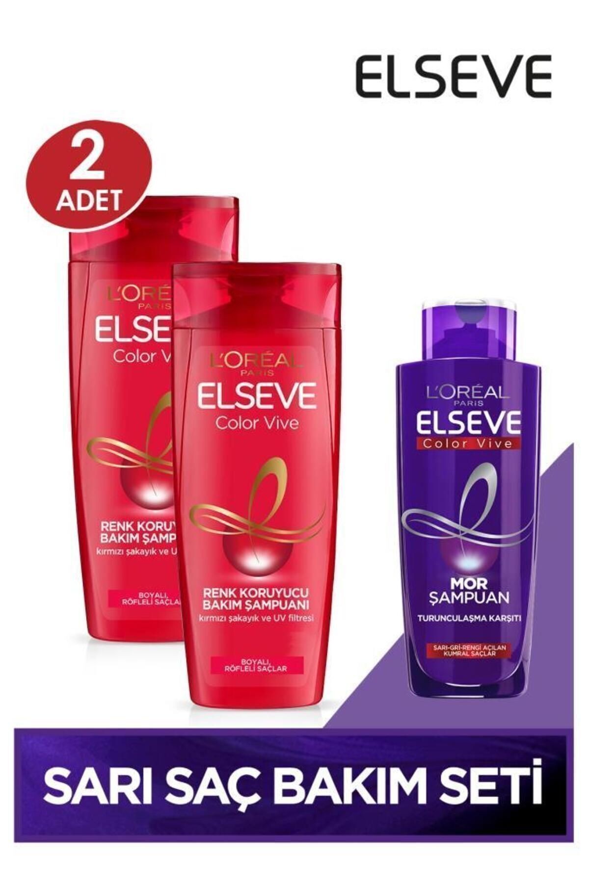 Loreal Elseve Renk Koruyucu Şampuan Seti & Turunculaşma Karşıtı Mor Şampuan