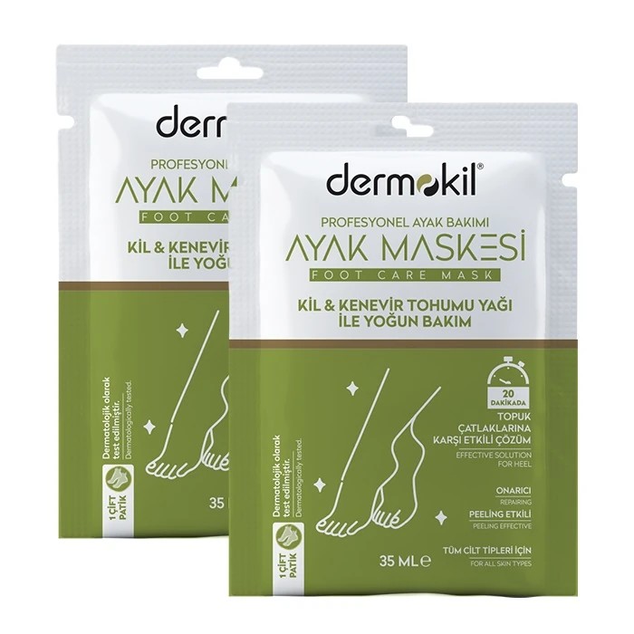 DERMOKİL Kil ve Kenevir Yağlı Peeling Etkili Ayak Maskesi 35 ml 2'li Set