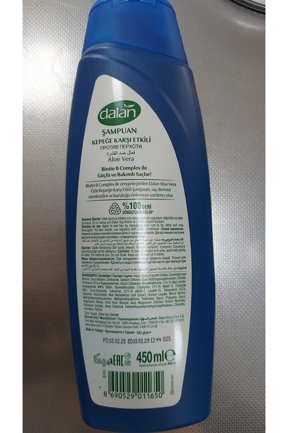 Dalan Şampuan Aloe Vera Özlü Kepeğe Karşıt Etkili 450 Ml x 2 Adet