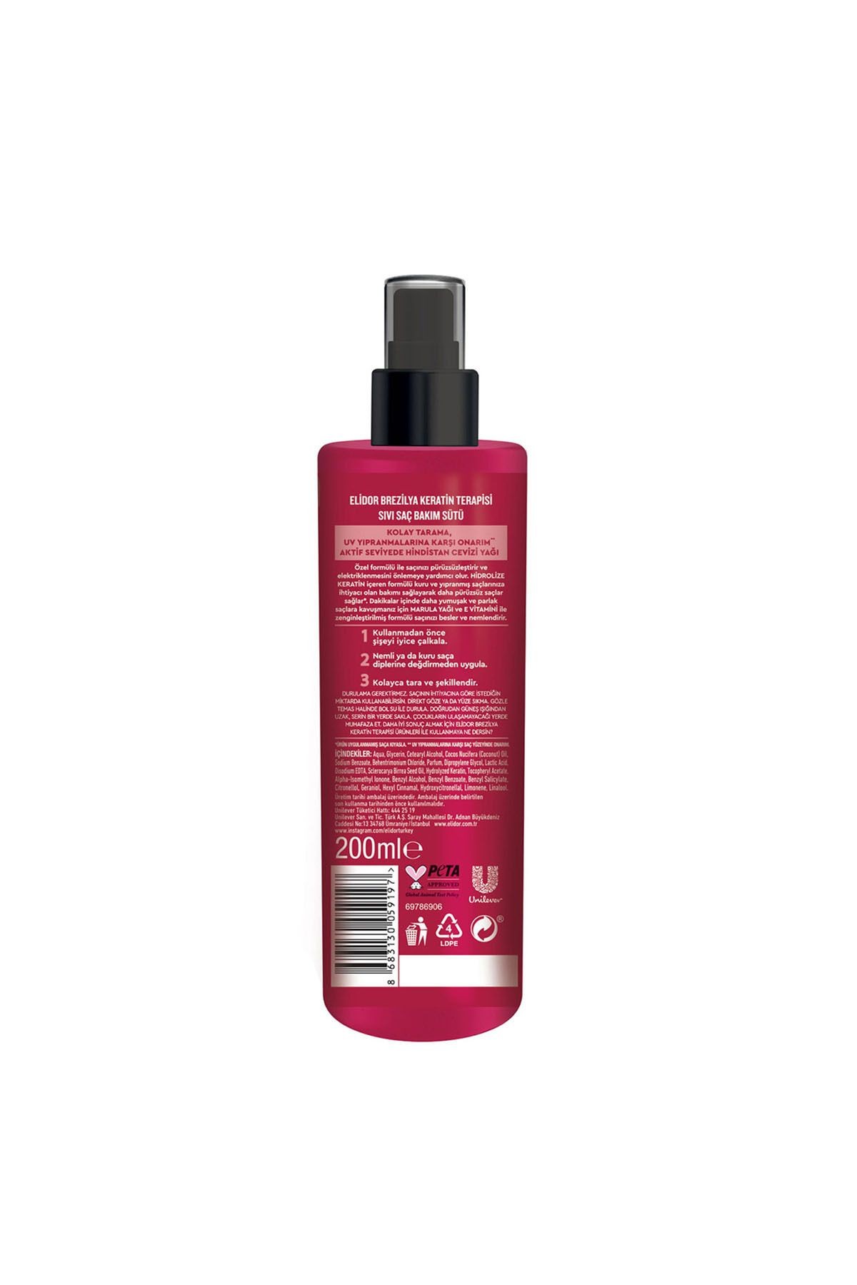 Elidor Sıvı Saç Bakım Sütü Brezilya Keratin Terapisi 200 ml X2