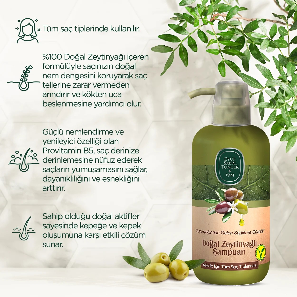 Eyüp Sabri Tuncer Doğal Zeytinyağlı Şampuan 600 ml