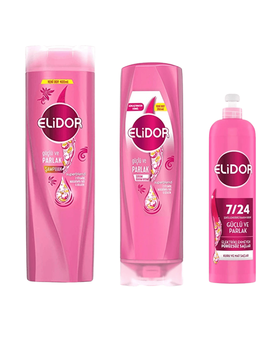 Elidor Superblend Güçlü ve Parlak - Kuru ve Mat Saçlar İçin 3'Lü Saç Bakım Seti