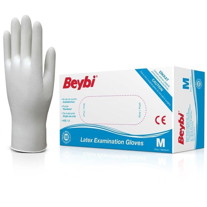 Beybi Lateks Pudralı Eldiven Medium 100`lü