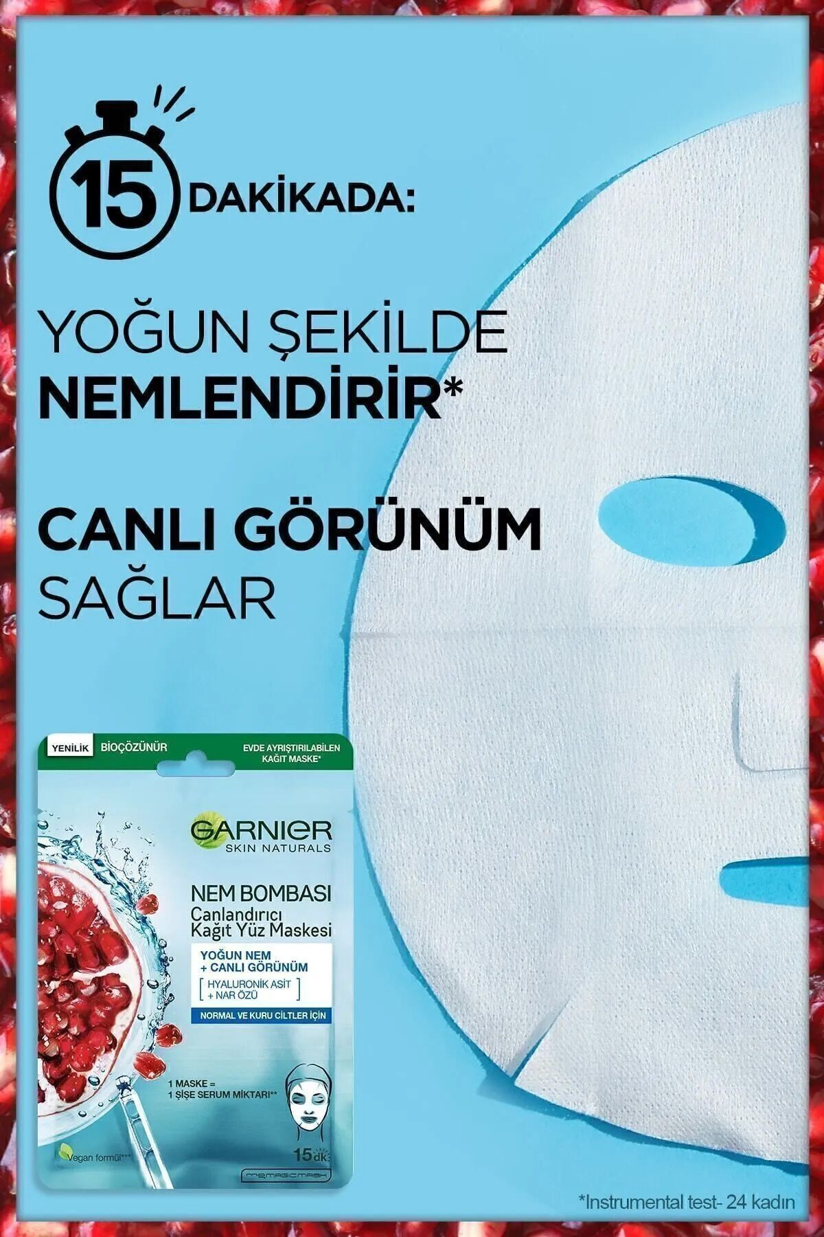 Garnier Nem Bombası Canlandırıcı Kağıt Maske 28 gr 3'lü Klasik