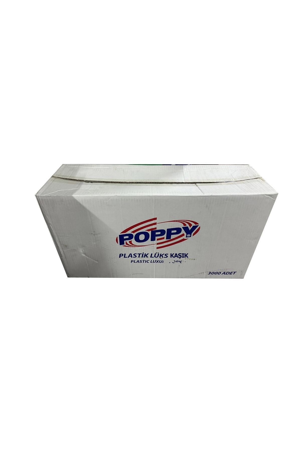 Poppy Plastik Lüx Şeffaf Kaşık - 18 Cm. - 3.2 Gr. - 3000 Adet - Koli