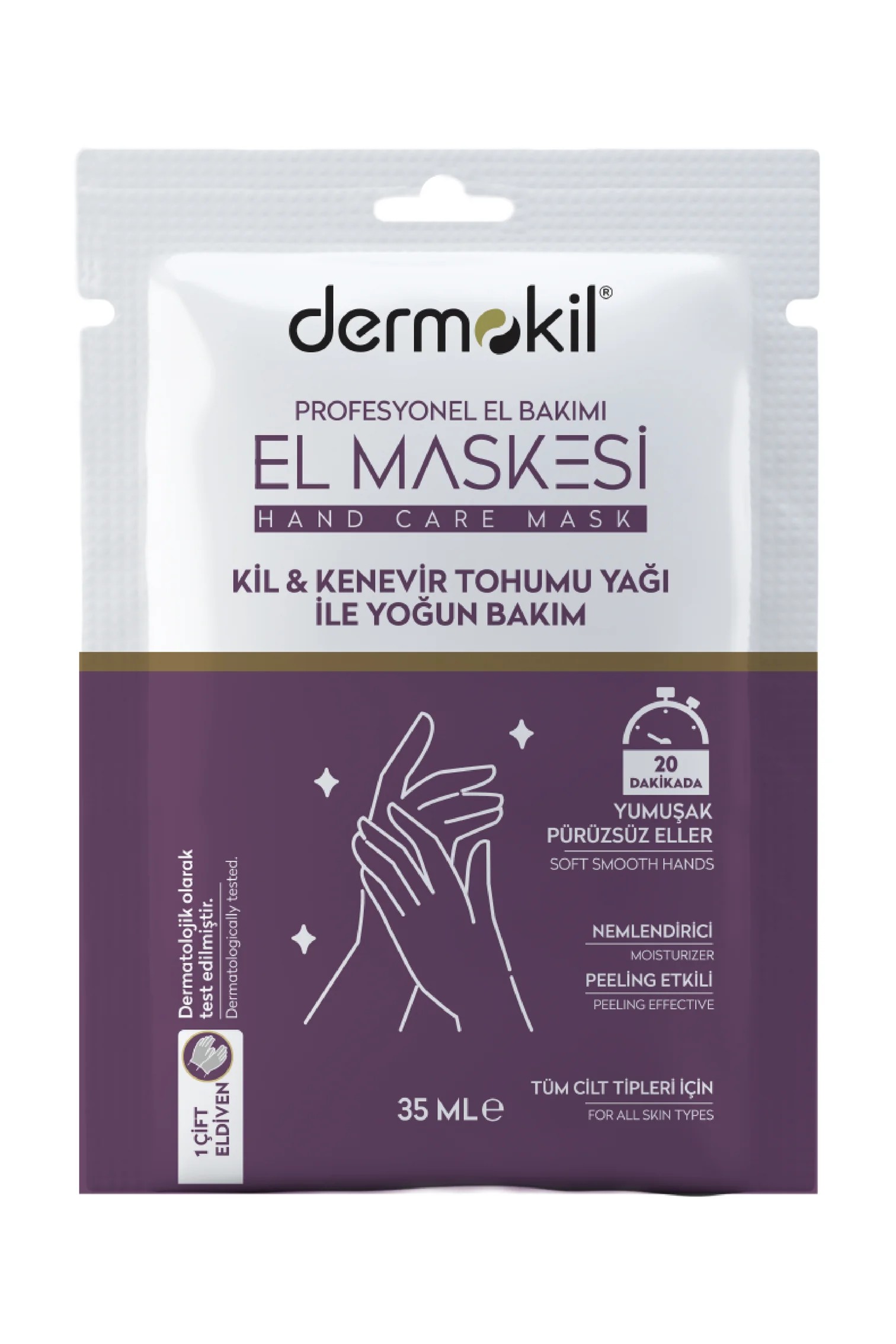 DERMOKİL Kil ve Kenevir Yağlı Peeling Etkili El Maskesi 35 ml