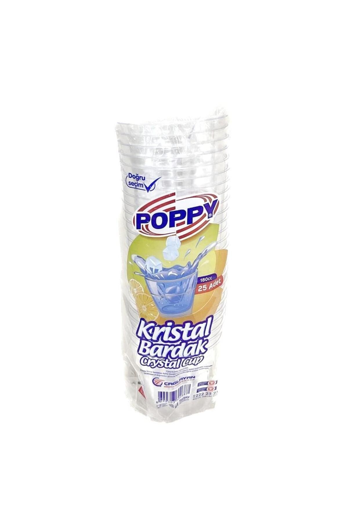 Şeffaf Plastik Kristal Bardak - 180 Cc. - 180 Ml. - 25 Adetlik 1 Paket