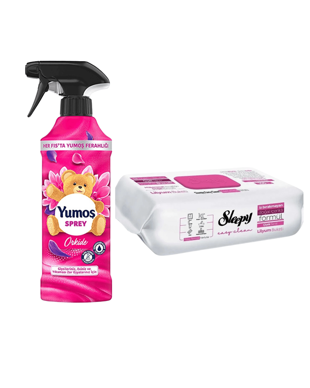 Sleepy Easy Clean Lilyum Buketi Yüzey Temizlik Havlusu 100 Yaprak + Yumoş Ev ve Tekstil Spreyi Orkide 450ml