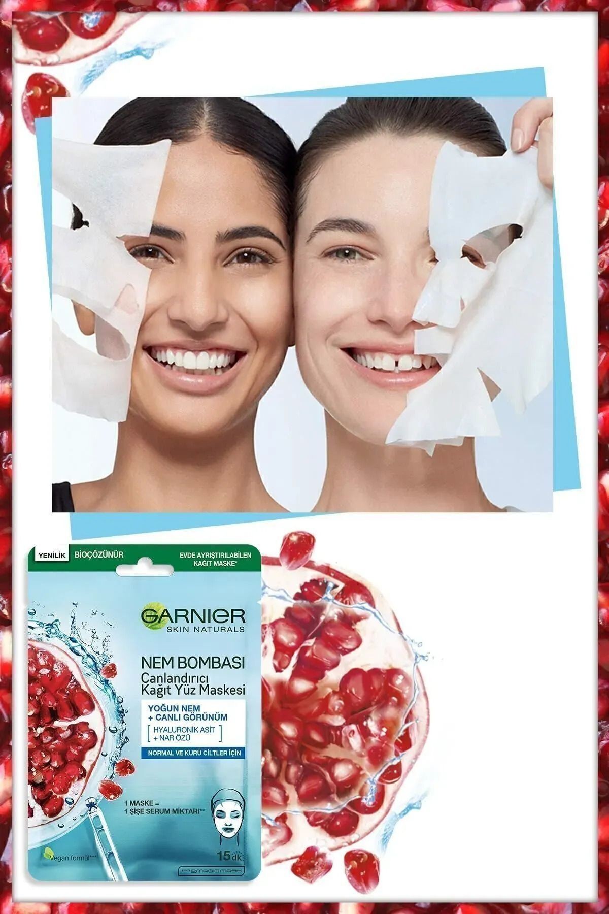 Garnier Nem Bombası Canlandırıcı Kağıt Maske 28 gr 3'lü Klasik