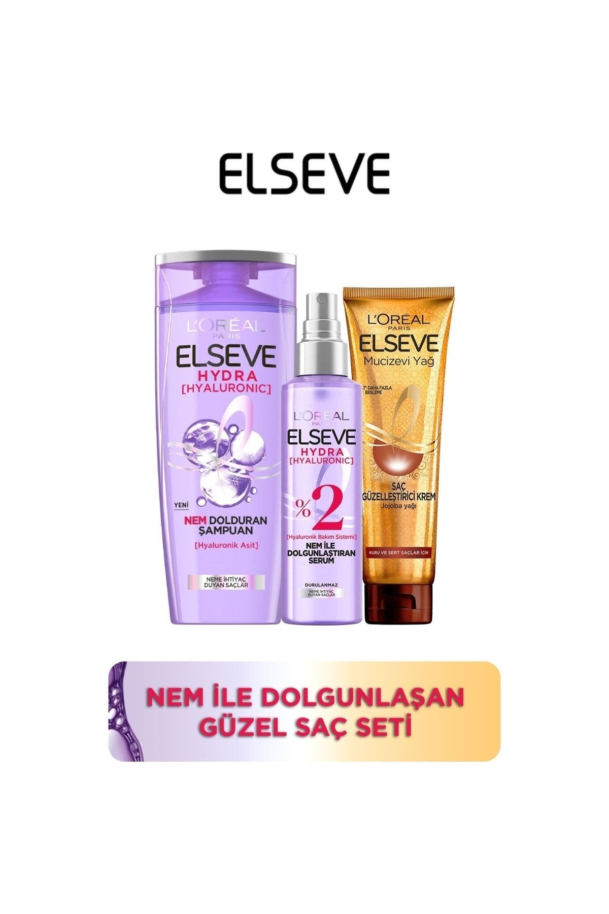 Loreal Elseve Hydra Şampuan + Serum + Mucizevi Yağ Saç Güzelleştirici Krem Seti - Kuru Ve Sert Saçlar
