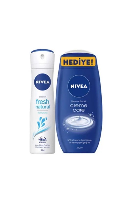 Nivea Fresh Natural Kadın Deodorant Sprey 150 ml Creme Care Duş Jeli 250 ml