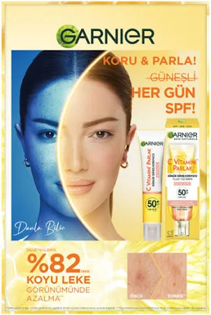 Garnier C Vitamini Parlak Günlük UV Korumalı Güneş Yüz Kremi Işıltılı Doku SPF50+ 40ml