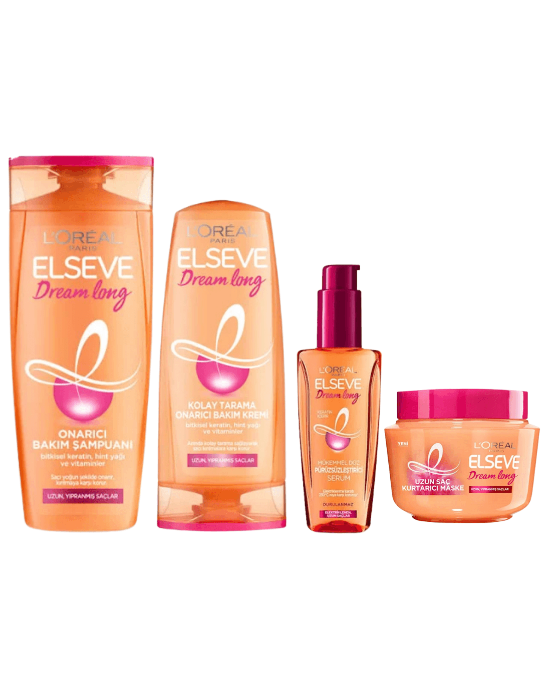 Loreal Elseve Dream Long Şampuan + Saç Kremi + Elektriklenme Karşıtı Pürüzsüzleştirici Serum + Maske
