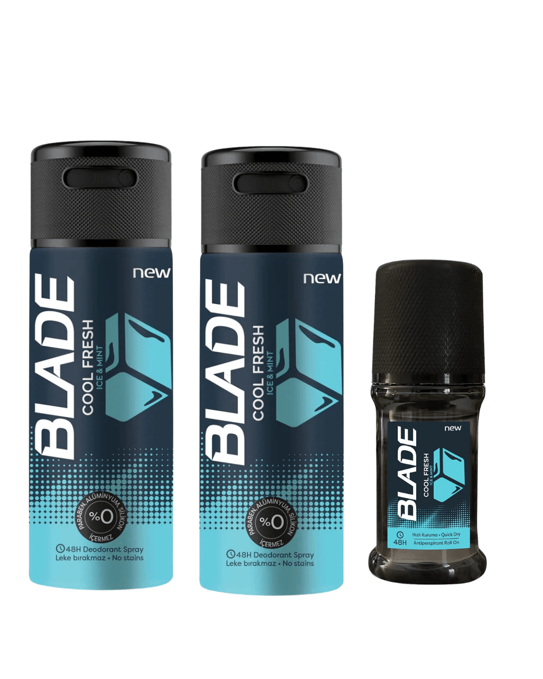 BLADE Cool Fresh Erkek 2 Deodorant Sprey 150 ml +  BLADE Erkek Roll On Cool Fresh 50 ml 3'Lü Set